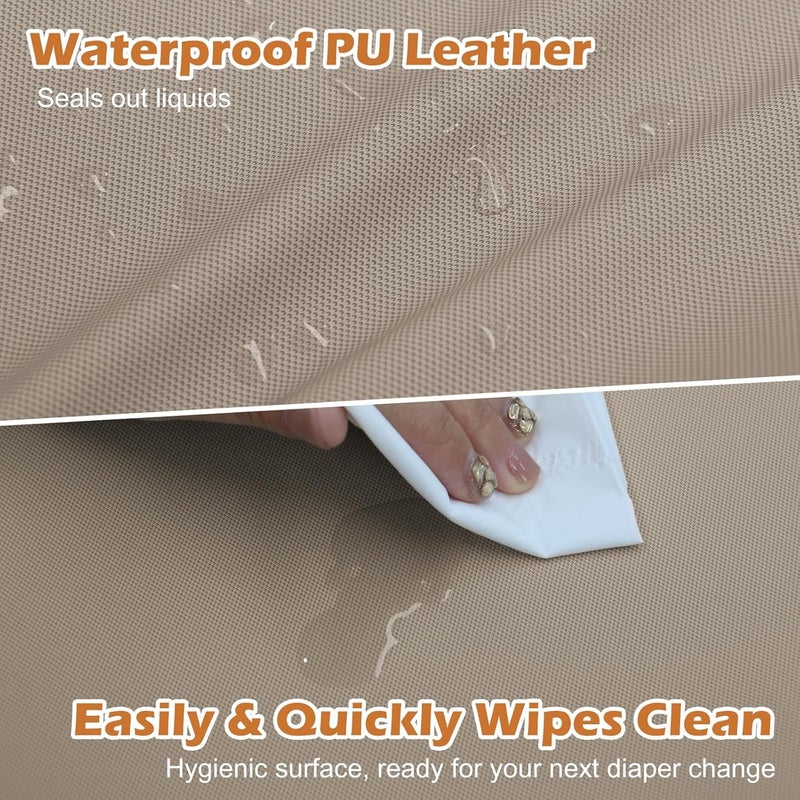 JVEOO Vegan Leather Baby Changing Pad, Waterproof & Wipeable Soft Diaper Changing Mat 32“ x 16.6" Comfortable Infant Changing Station for Dresser & Table - Image 2